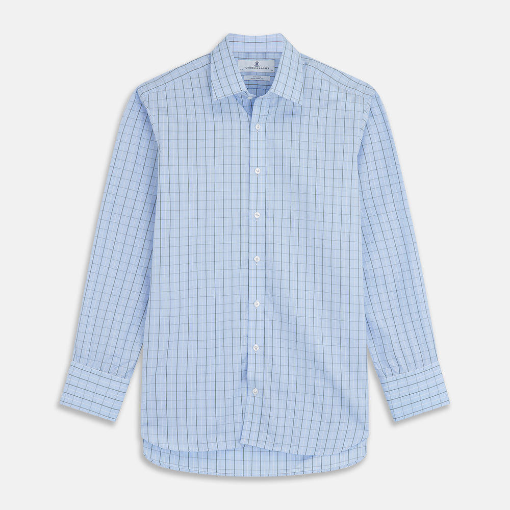 Green Graph Check Regular Fit Shirt with T&A Collar and 3-Button Cuffs