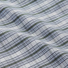 View 4 of product The Tonal Green Check Regular Fit Shirt by Turnbull & Asser features a T&A collar, 3-button cuffs, and a blue and white plaid pattern, crafted from Italian cotton poplin. Displayed on a white background.
