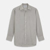 View 1 of product The Turnbull & Asser Blue Multi Check Cotton-Cashmere Shirt features a T&A collar, 3-button cuffs, and white buttons. Its smart-casual design showcases light blue, green, and beige checks on a white background.
