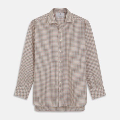 Pink Multi Check Cotton-Cashmere Shirt with T&A Collar and 3-Button Cuffs