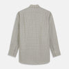 View 6 of product The Turnbull & Asser Green Multi Check Cotton-Cashmere Shirt features a T&A collar, 3-button cuffs, and a tonal green, beige, and blue check pattern. Shown flat against a white background.