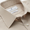 Sand Gingham Check Regular Fit Shirt with T&A Collar and 3-Button Cuffs