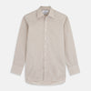 View 1 of product The Sand Gingham Check Regular Fit Shirt by Turnbull & Asser features a T&A collar, 3-button cuffs, and a sand gingham check pattern on white.