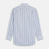 View 5 of product The Turnbull & Asser Blue Multi Stripe Regular Fit Shirt features a classic T&A collar, long sleeves, button-down front, and 3 button cuffs. Shown laid flat against a white background.