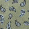 View 3 of product The Green Renoir Paisley Tie by Turnbull & Asser is a pistachio green jacquard tie with blue and black paisley motifs on a light background.