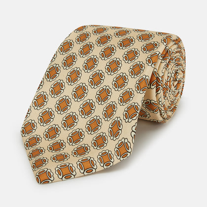 Cream Floral Geometric Tie