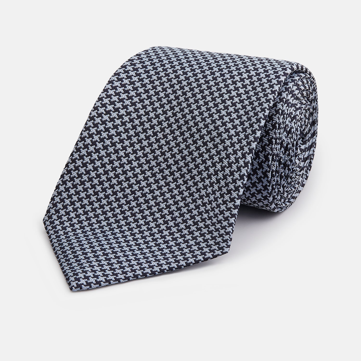 Blue Houndstooth Silk Tie