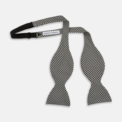 Fine Puppytooth Monochrome Silk Bow Tie Image 2