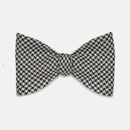 Fine Puppytooth Monochrome Silk Bow Tie