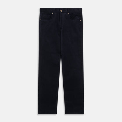 Navy Twill Cotton Five Pocket Trousers
