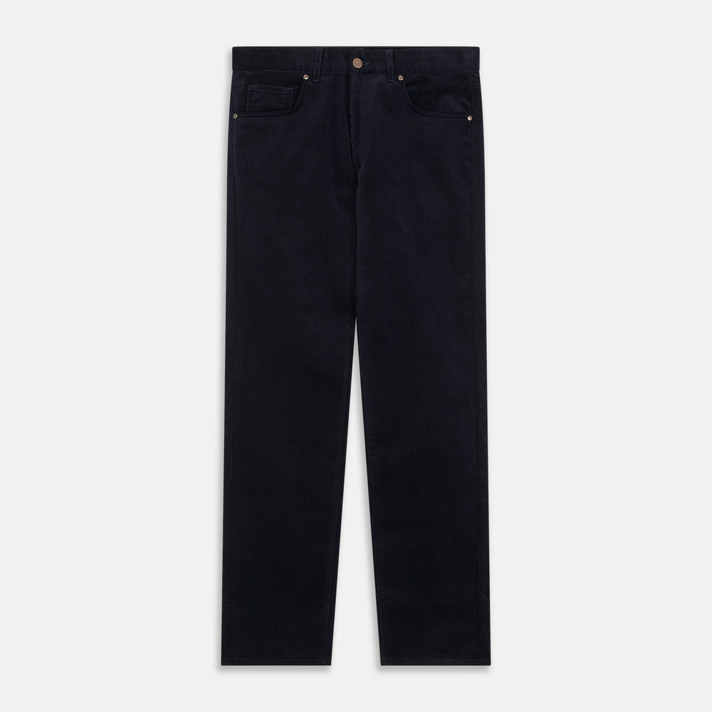 Navy Twill Cotton Five Pocket Trousers
