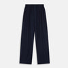 View 1 of product Turnbull & Asser Navy Cotton-Cashmere Pyjama Trousers feature a straight-leg cut and elastic waistband for a contemporary fit, shown laid flat on a white background.
