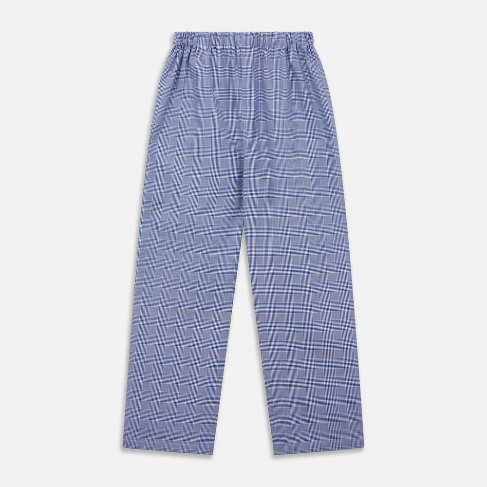 Turnbull & Asser Navy Check Cotton Pyjama Trousers feature a contemporary fit, elastic waistband, and straight legs in a refined check pattern—perfect for comfortable, modern style.