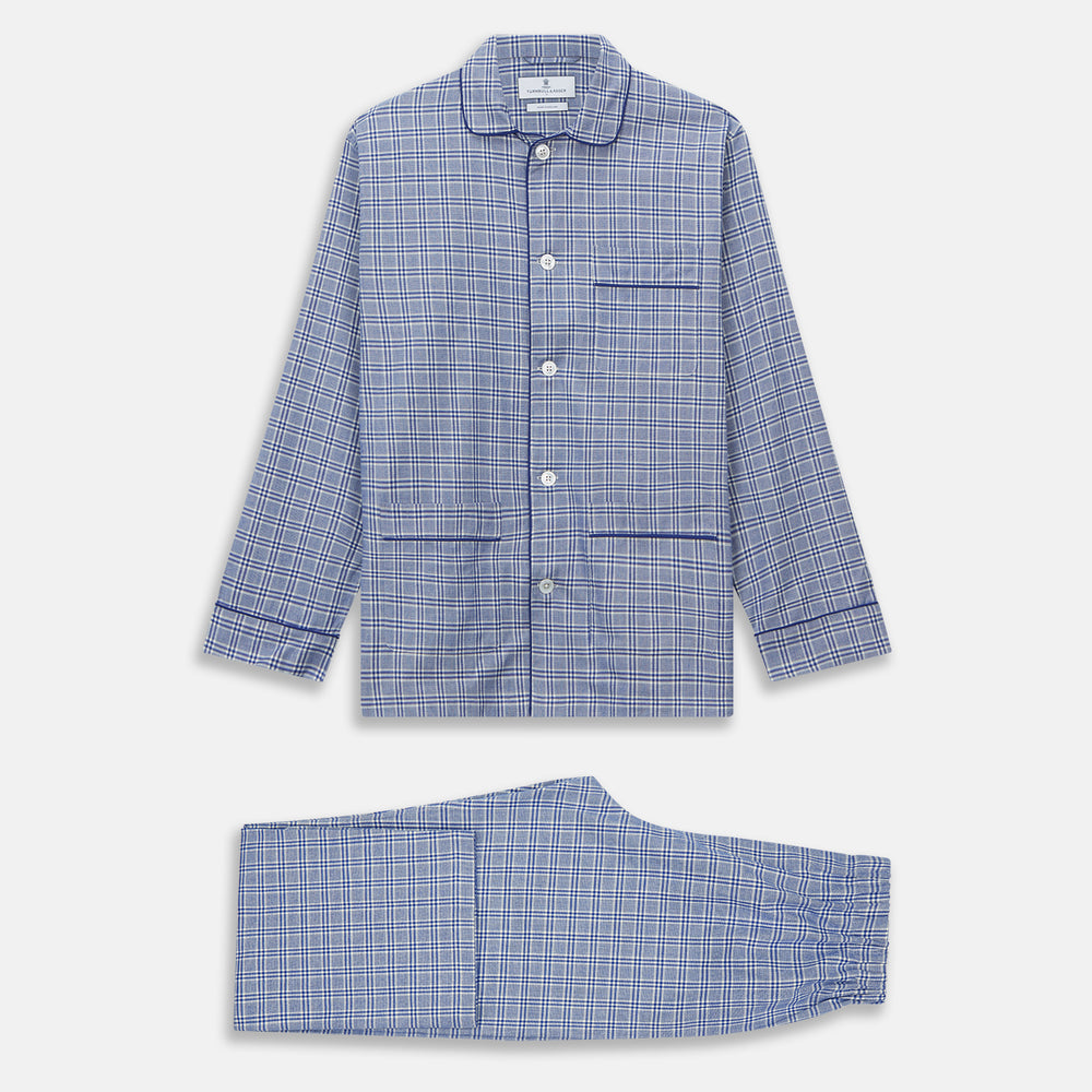 Blue Check Modern Cotton Pyjama Set