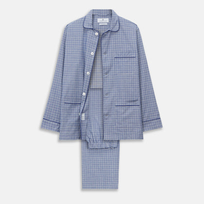Blue Check Modern Cotton Pyjama Set