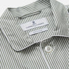View 2 of product The Turnbull & Asser Green Bengal Stripe Modern Fit Cotton Pyjama Set features a long-sleeve button-up shirt with chest pocket and elastic waistband pants, crafted from soft Italian cotton and displayed on a white background.