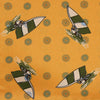 View 2 of product The Turnbull & Asser Yellow Windsurfer Double-Faced Silk Print Pocket Square features playful windsurfers on yellow silk, with a contrasting edge for a refined touch.