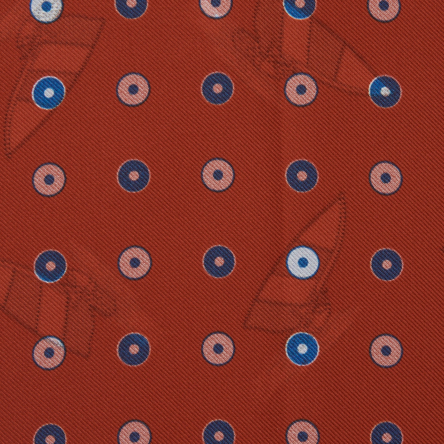 View 5 of product The Turnbull & Asser Red Windsurfer Double-Faced Silk Print Pocket Square features a vibrant windsurfer pattern on silk with a dark blue border and the brand subtly printed in one corner.
