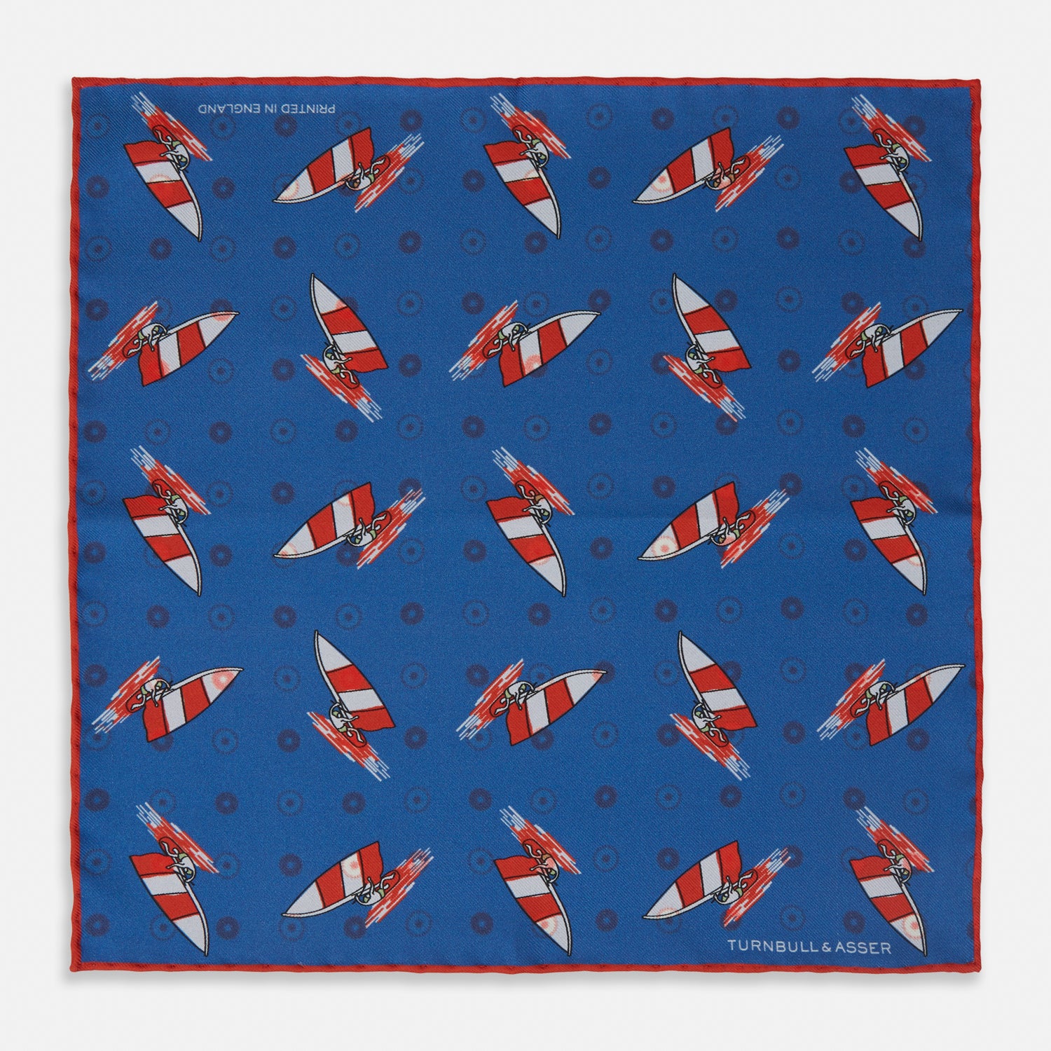 Blue Windsurfer Double-Faced Silk Print Pocket Square