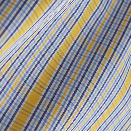 Yellow and Blue Fancy Check Regular Fit Shirt with T&A Collar Image 5