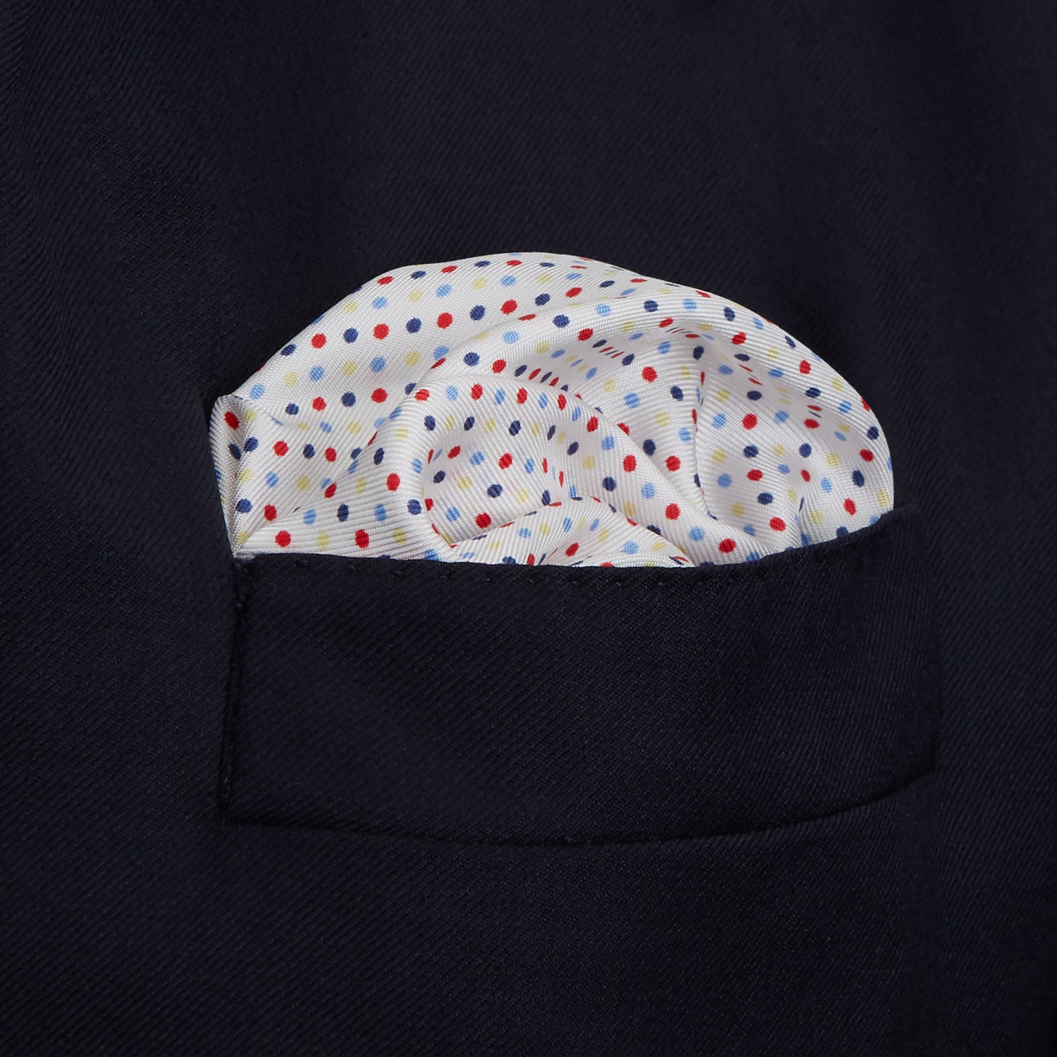 White Spotted Silk Pocket Square