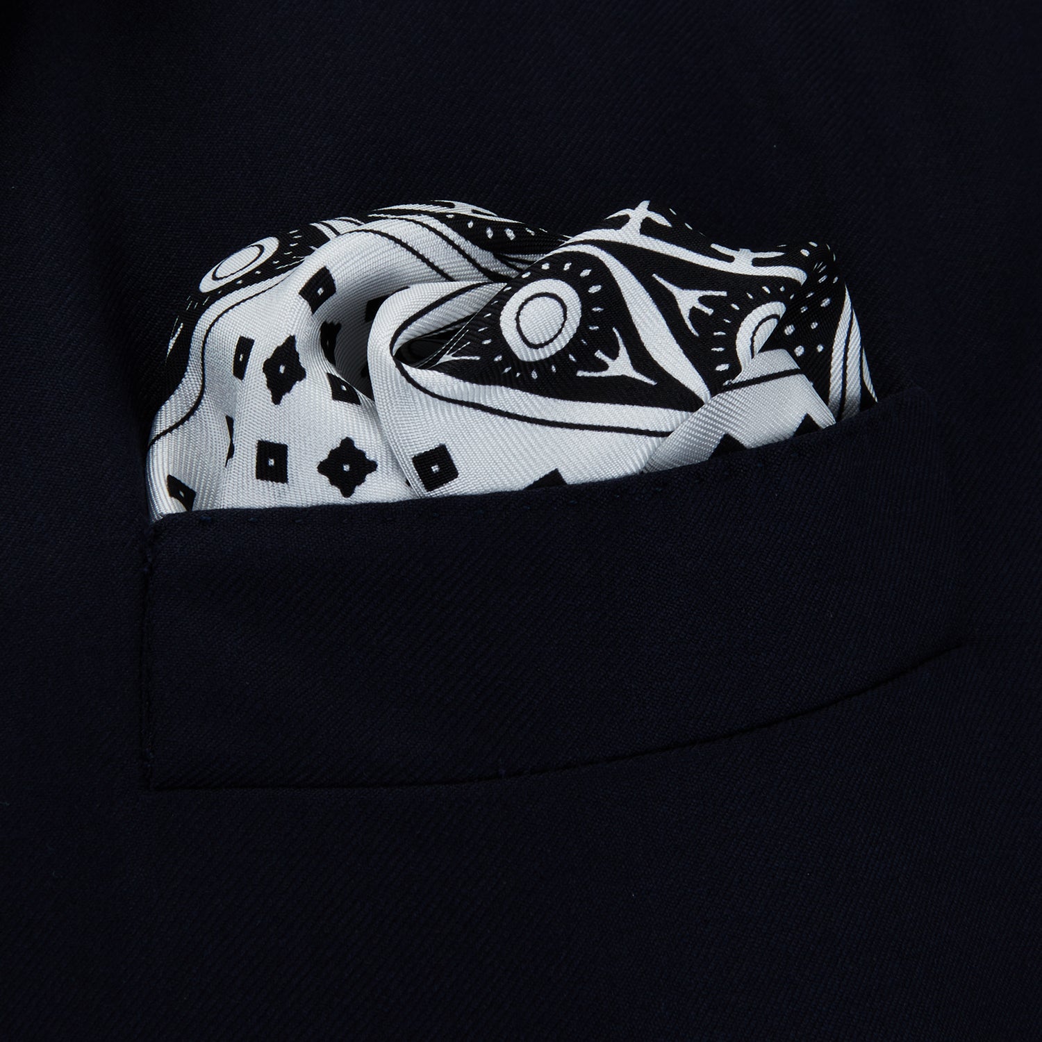 Black Abstract Border Silk Pocket Square