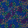 View 3 of product The Turnbull & Asser Navy Abstract Floral Silk Pocket Square features a vibrant blue base with colorful flowers, dots, and leaves arranged in a symmetrical geometric design for a sharp, tailored look.
