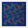 View 1 of product The Turnbull & Asser Navy Abstract Floral Silk Pocket Square features a vibrant blue base with colorful flowers, dots, and leaves arranged in a symmetrical geometric design for a sharp, tailored look.