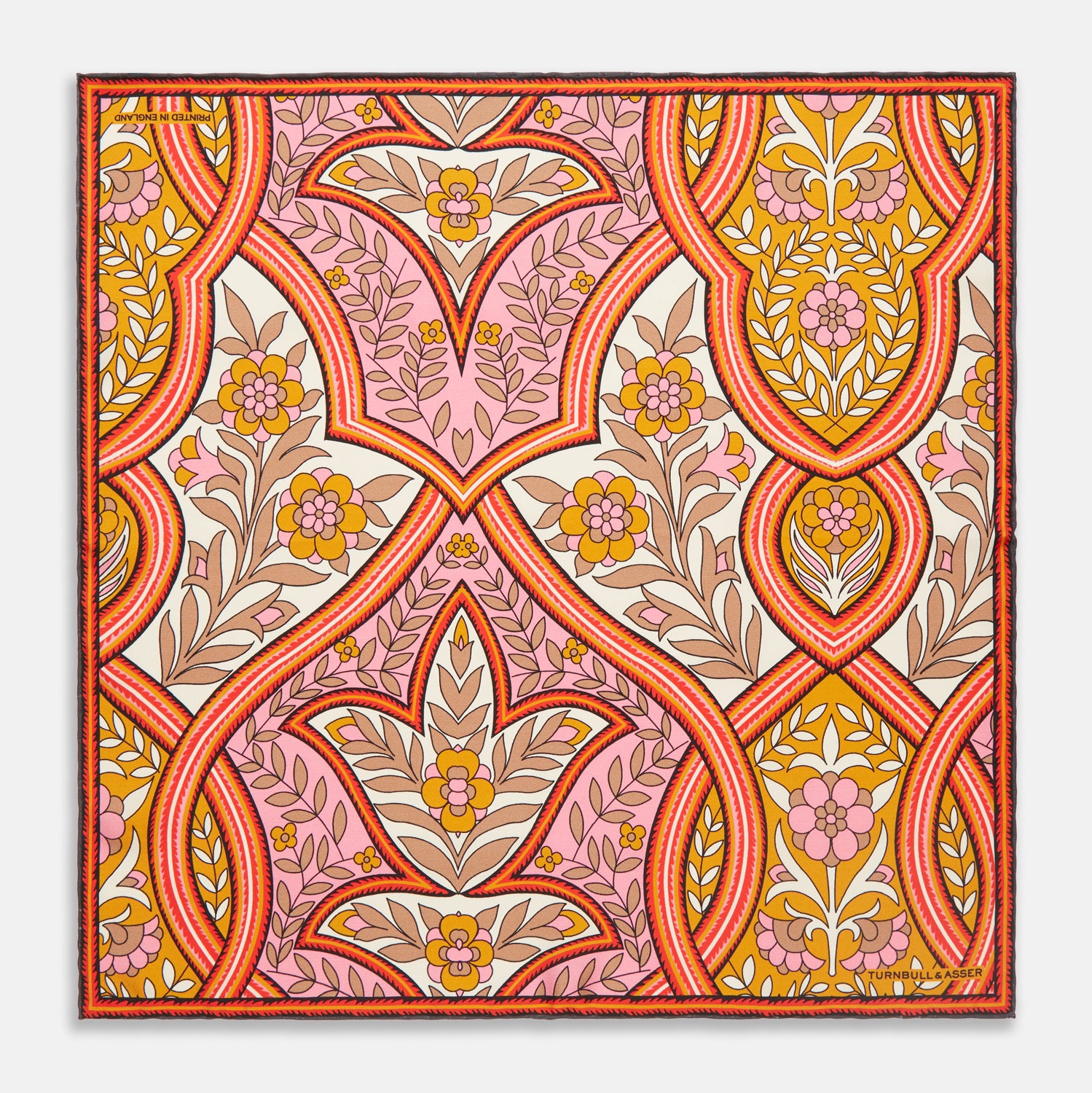 Ivory Plaited Paisley Silk Print Pocket Square