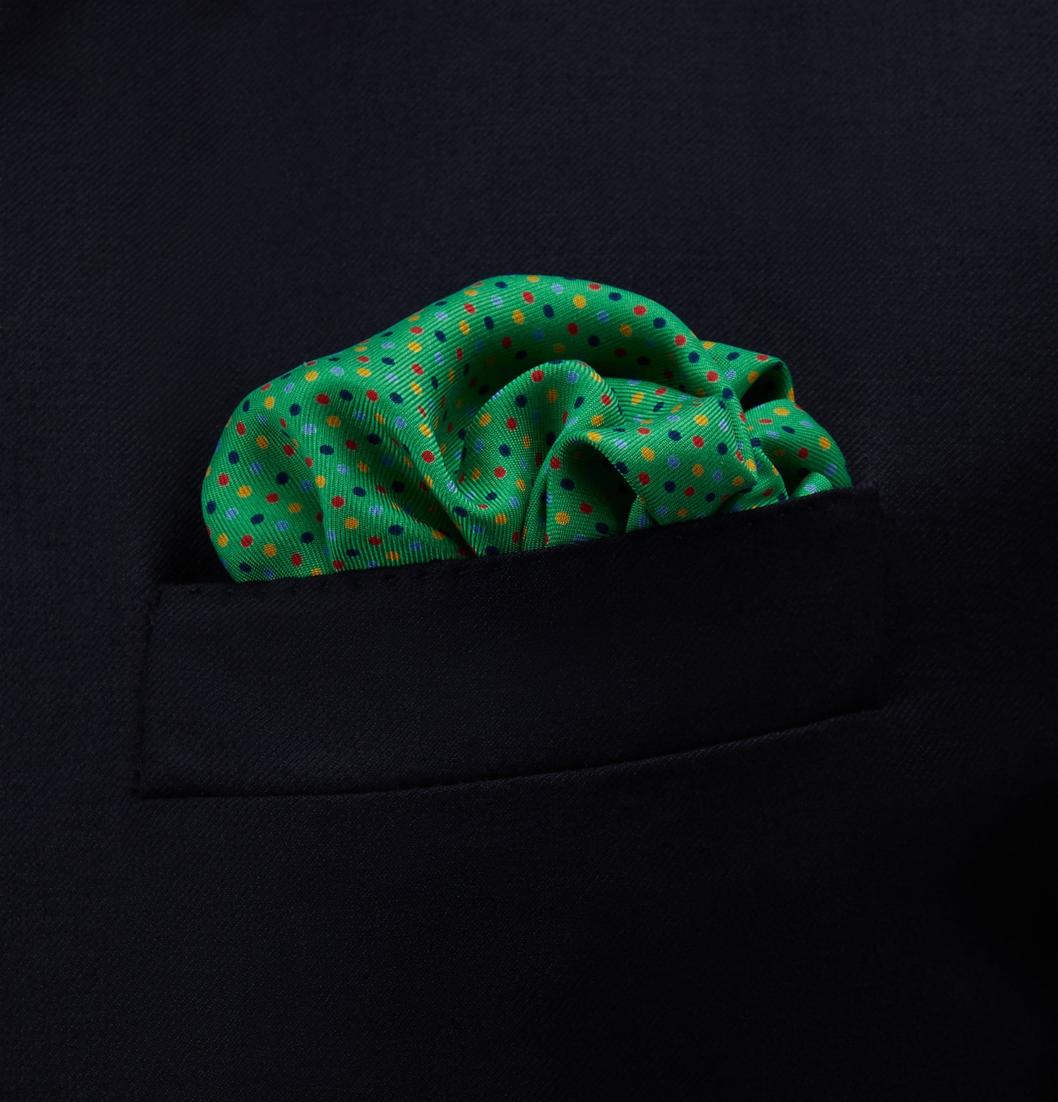 Green Spotted Silk Pocket Square