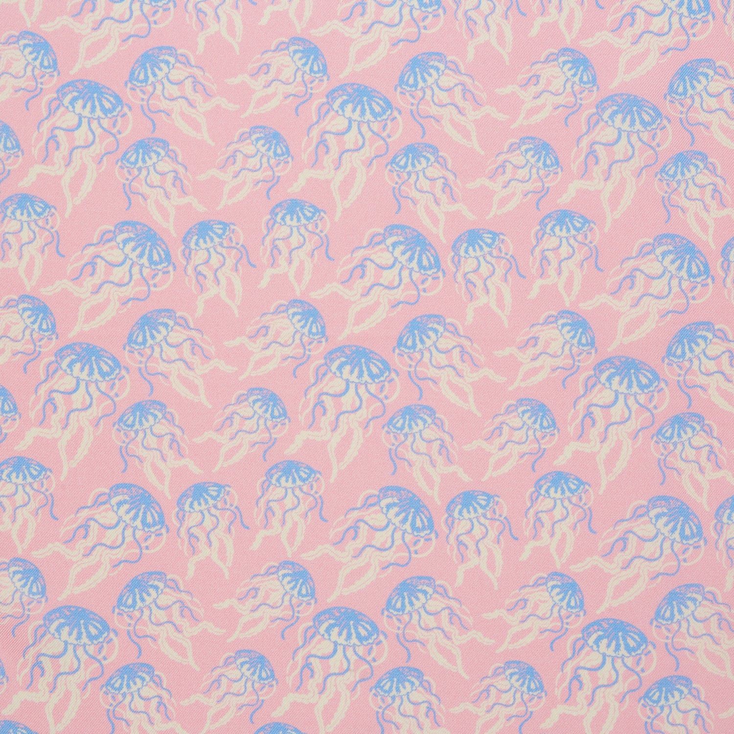 Navy Jellyfish Silk Print Pocket Square