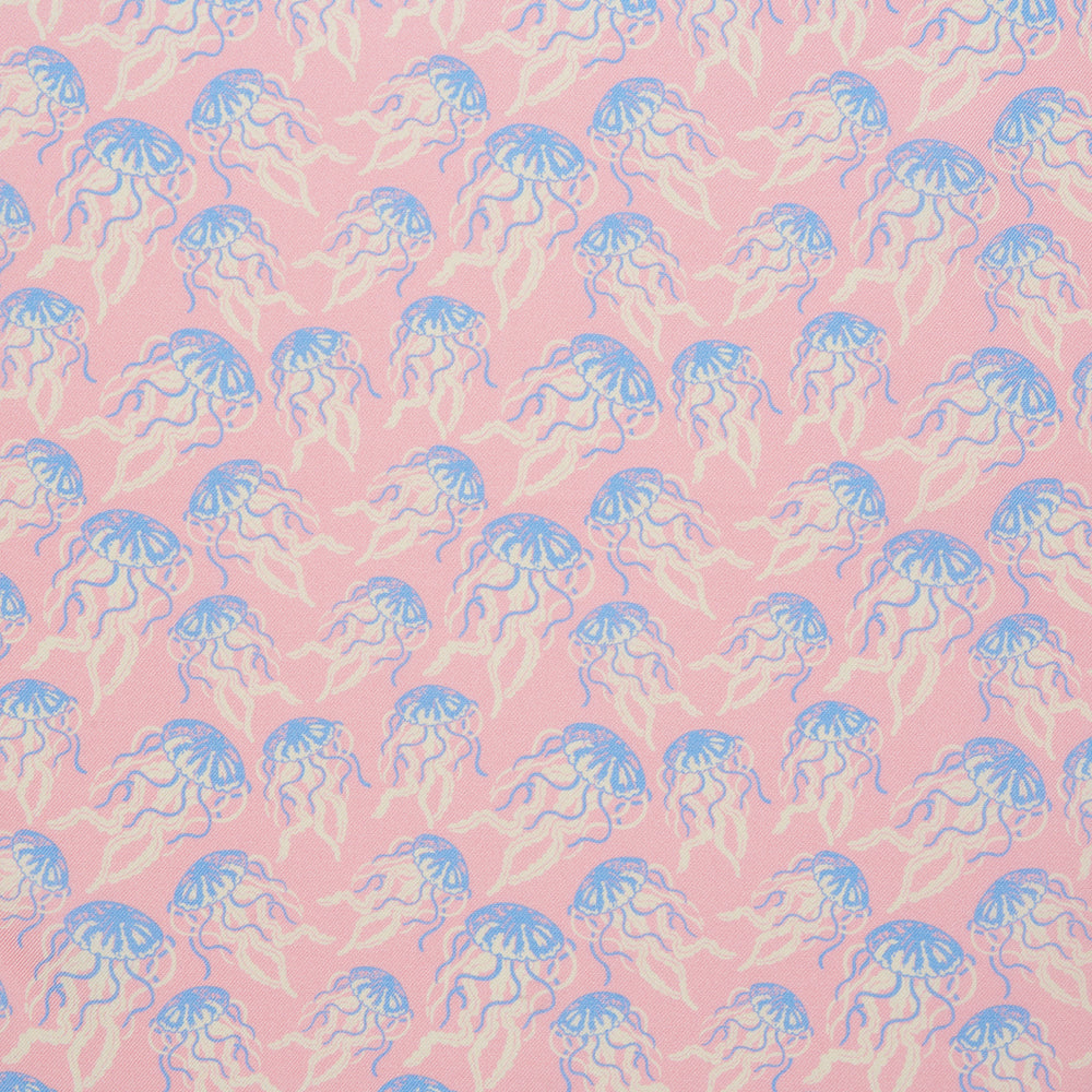 Navy Jellyfish Silk Print Pocket Square