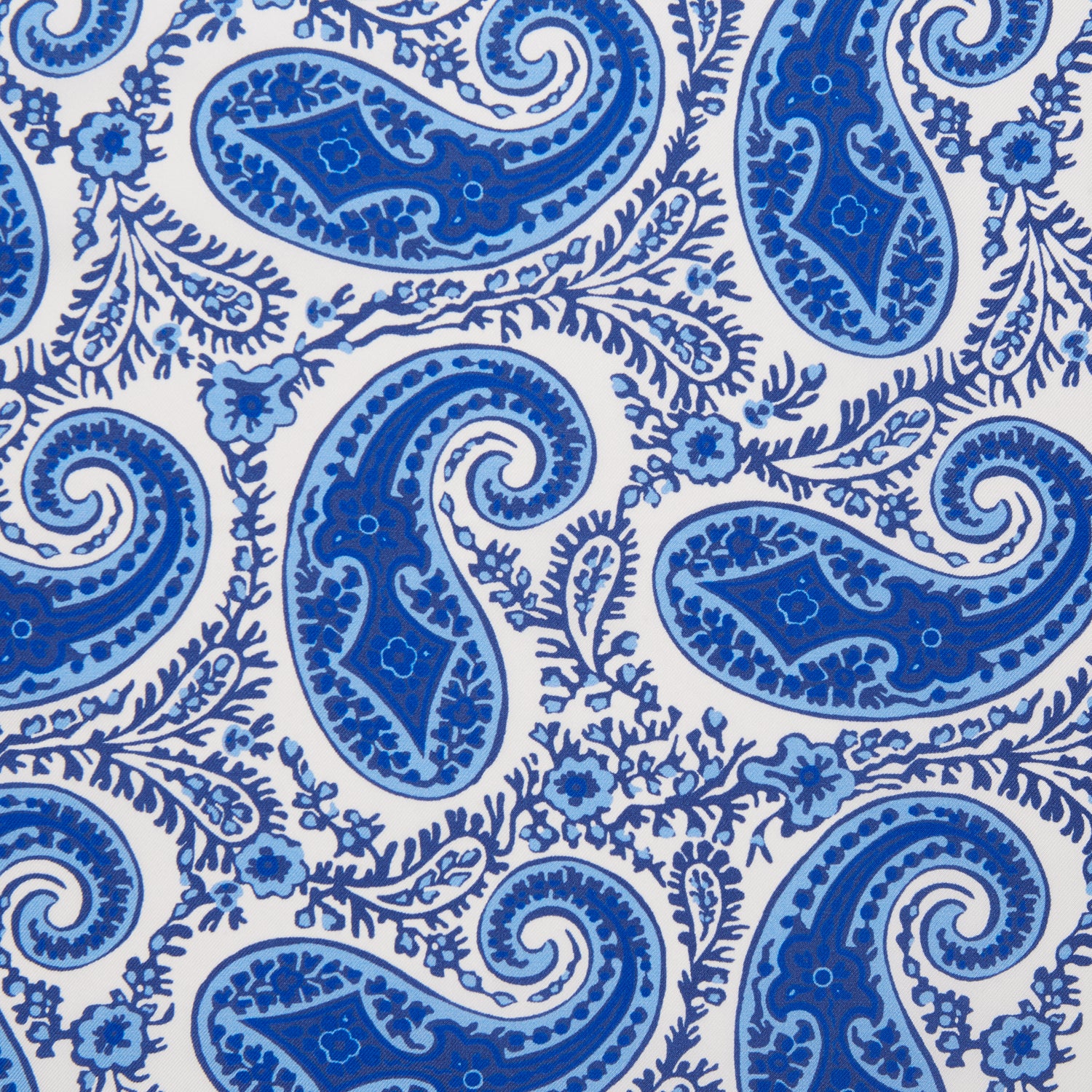 Sky Blue Teardrop Paisley Silk Print Pocket Square