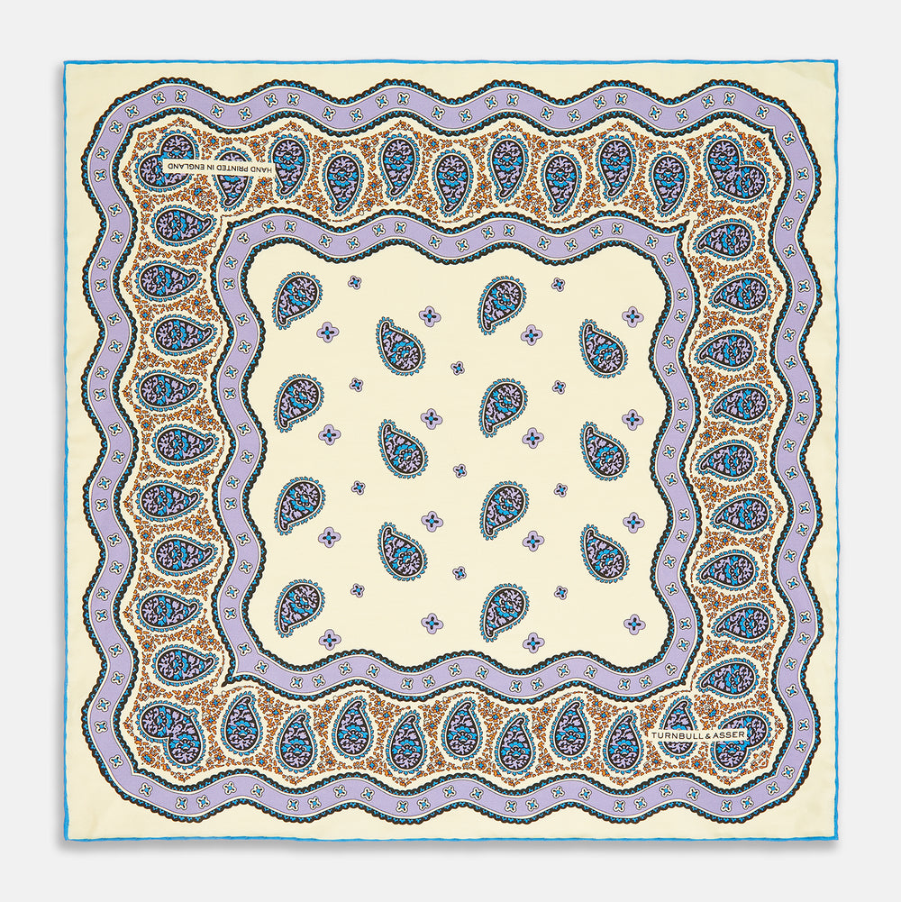 Cream Squiggle Paisley Pocket Square