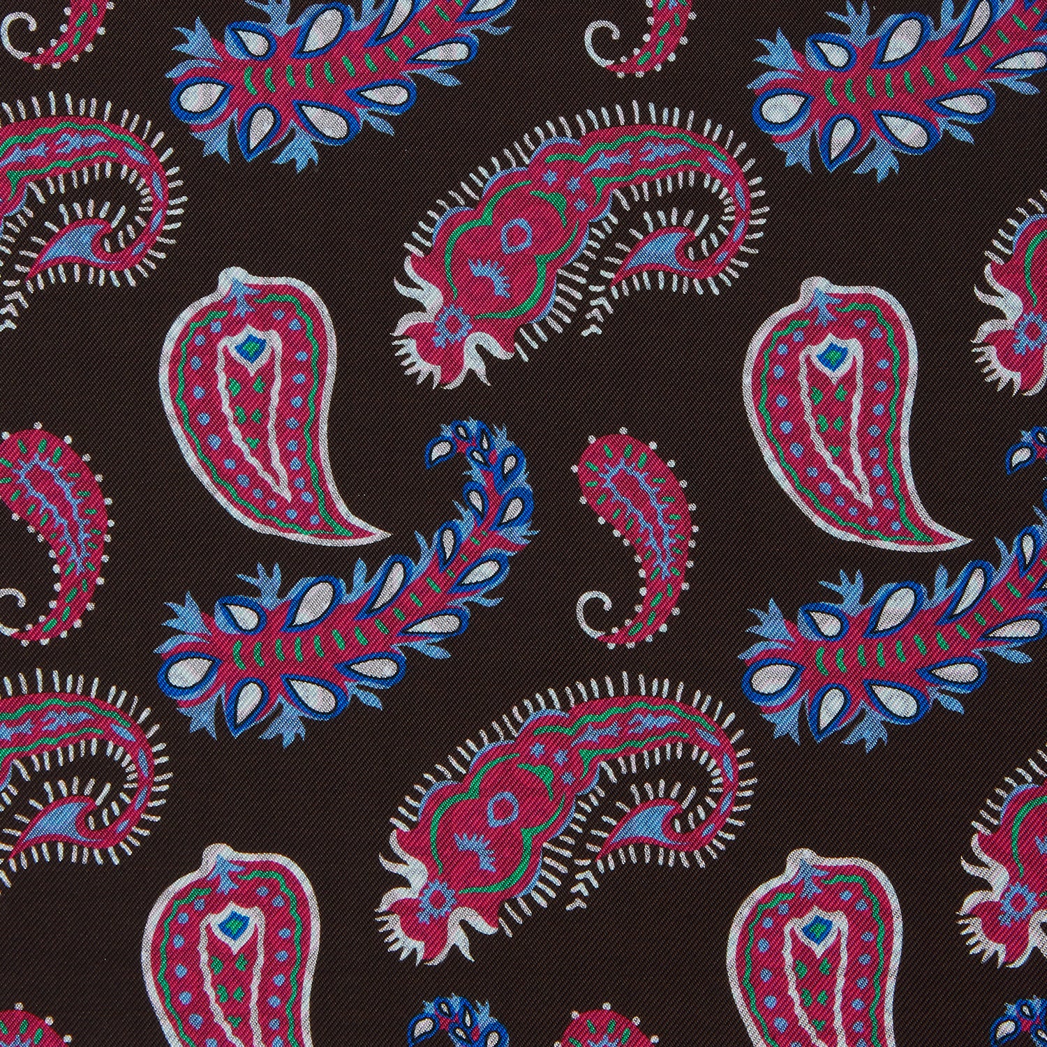 Dark Brown Double-Sided Paisley Silk Pocket Square