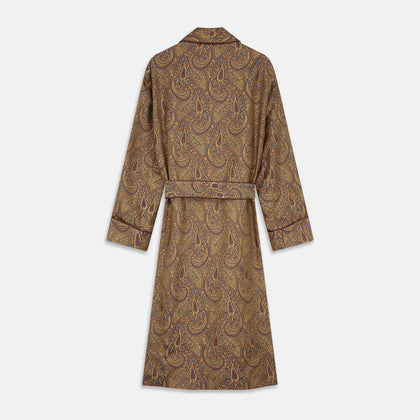 Gold Paisley Traditional Silk Jacquard Gown Image 3