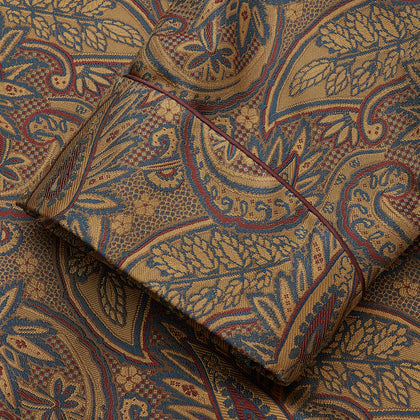 Gold Paisley Traditional Silk Jacquard Gown Image 2