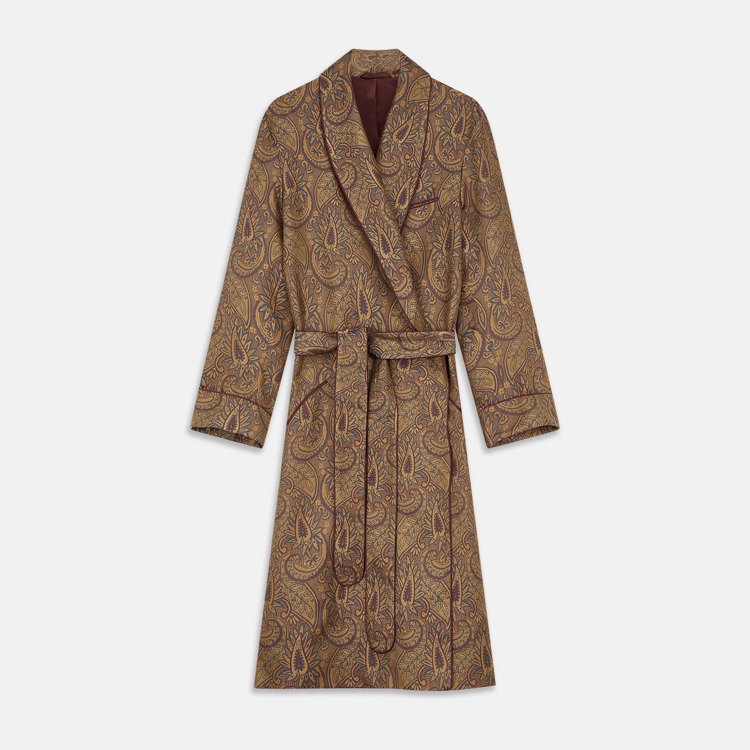 Gold Paisley Traditional Silk Jacquard Gown