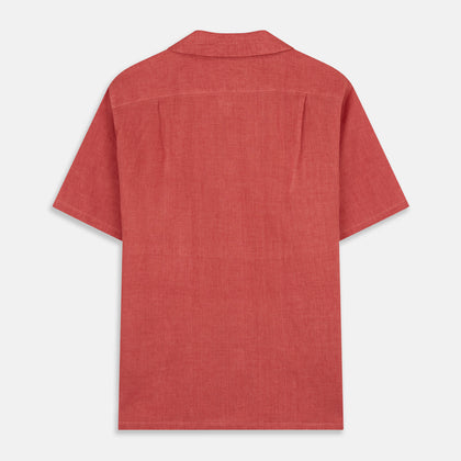 Crimson Delave Linen Holiday Fit Shirt with Revere Collar Image 4