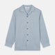 Pale Blue Stripe Cotton Holiday Fit Shirt with Revere Collar & Single Button Cuff