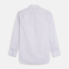 View 5 of product A Turnbull & Asser Blue Double Stripe Regular Fit Sea Island Quality Cotton Shirt with T&A collar and double cuffs, laid flat on a white background.