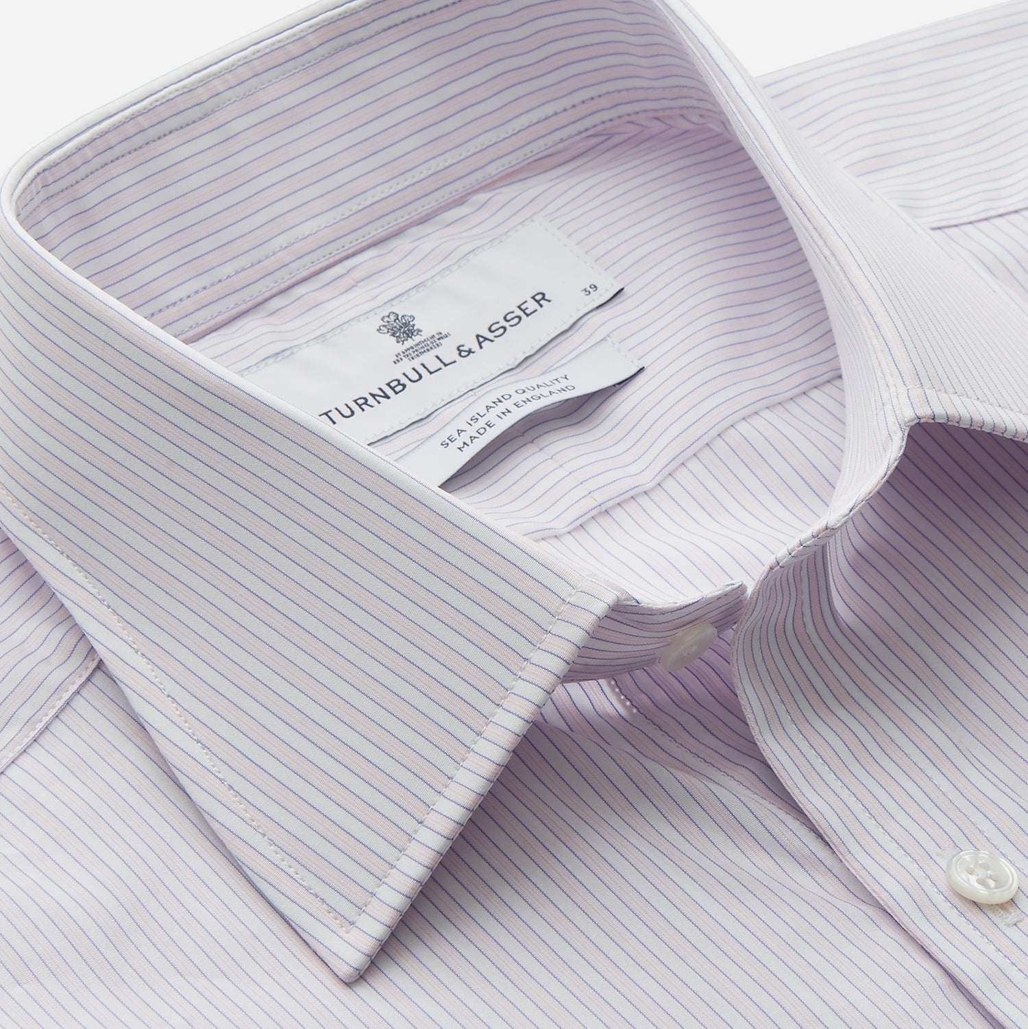 Blue Double Stripe Regular Fit Sea Island Quality Cotton Shirt with T&A Collar and Double Cuffs