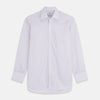 View 1 of product A Turnbull & Asser Blue Double Stripe Regular Fit Sea Island Quality Cotton Shirt with T&A collar and double cuffs, laid flat on a white background.