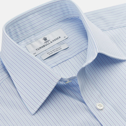 Tonal Blue Stripe Regular Fit Shirt with T&A Collar and 3-Button Cuffs