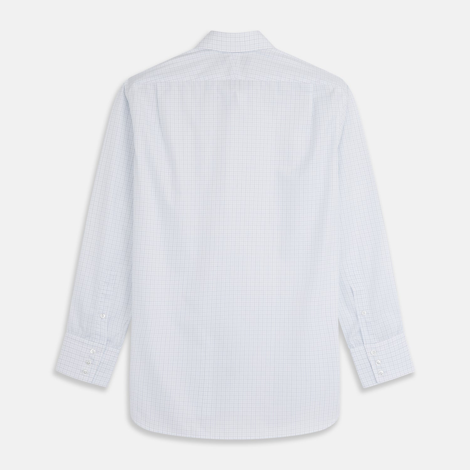 Pale Blue Graph Check Regular Fit Sea Island Quality Cotton Shirt with T&A Collar and 3-Button Cuffs