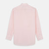 View 6 of product The Pink Fine Stripe Regular Fit Shirt with T&A Collar by Turnbull & Asser is a light pink, long-sleeve poplin shirt made from Italian cotton, featuring white buttons and shown flat on a white background.