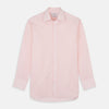View 1 of product The Pink Fine Stripe Regular Fit Shirt with T&A Collar by Turnbull & Asser is a light pink, long-sleeve poplin shirt made from Italian cotton, featuring white buttons and shown flat on a white background.
