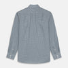 View 6 of product The Turnbull & Asser Blue Multi Check Tailored Fit Shirt features a Kent collar, 2-button cuffs, and a fine blue and white checked pattern—an essential men's wardrobe piece—shown flat on a white background.