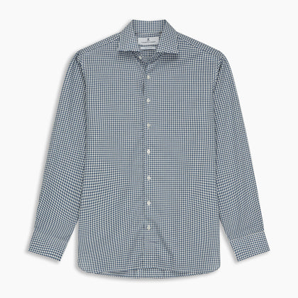 Blue Multi Check Tailored Fit Shirt with Kent Collar and 2-Button Cuffs Image 6