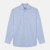View 1 of product The Tonal Blue Glen Check Tailored Fit Shirt by Turnbull & Asser features a Kent collar and white buttons, crafted from fine Italian cotton poplin for a refined look. Displayed flat on a white background.